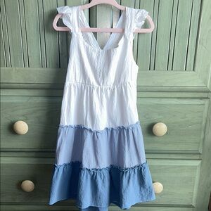 Charming White and Blue Kids Dress